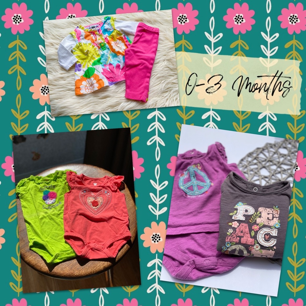Baby Girl Onesie Bundle & One Outfit - 3 months